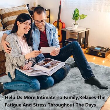 Шкіряний килим Hochflor 120x160 см - пухнастий, сучасний, для вітальні та спальні, темно-сірий (прямокутний)