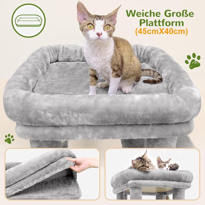 Драбина для котів Globlazer XL (156 см) з будиночком, платформами та когтеточками, сірий