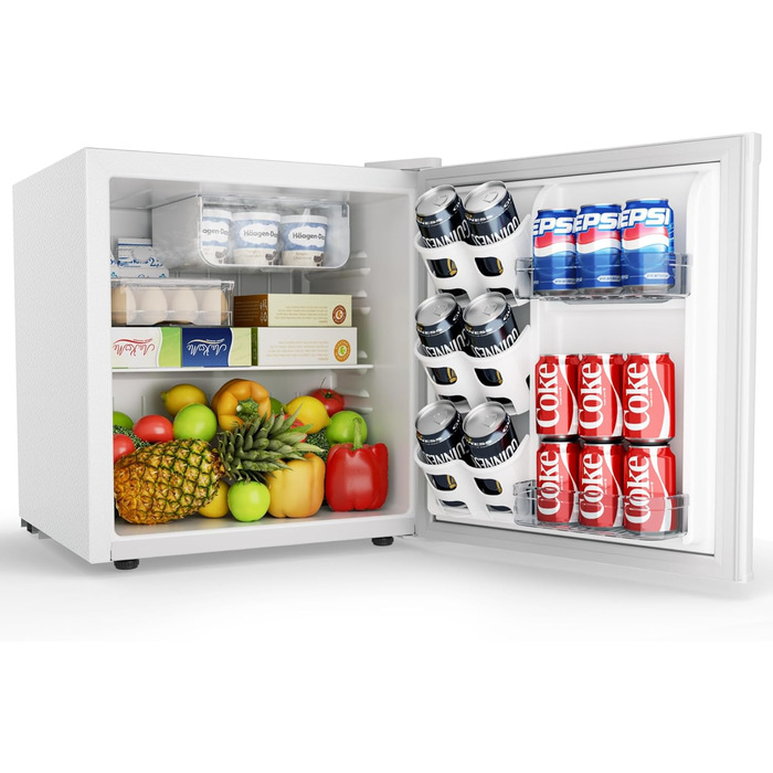 EUHOMY 46L Mini Refrigerator with Reversible Door, 7-Level Thermostat & Cooler Box, 39dB Quiet Mini Fridge for Bedroom/Office, Energy Efficient, Compact