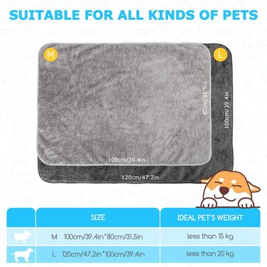 Плед для собак та котів Nobleza: м'який флісовий плед, 100x80 см, 2 шт. (темно-сірий та світло-сірий)