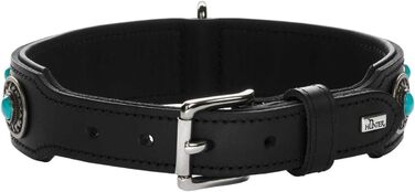 Нашийник для собак HUNTER SIOUX, шкіряний, в індійському стилі, з прикрасами, розмір S-M, чорний