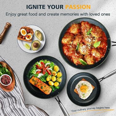 Набір сковорідок Nuwave 3 шт. з нержавіючої сталі, ковані, легкі, 20.3 см, 25.4 см, 30.5 см, покриття G10 Healthy Duralon Blue Ceramic Ultra Antihaft, ергономічні ручки, індукційні, антипригарні, рустикальне мідне покриття