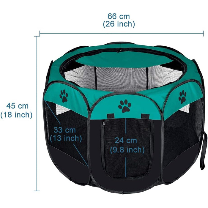 Клітка-манеж для собак та котів XhuangTech, м'яка тканина, портативна, складана, для дому та вулиці, переноска для тварин, блакитний та чорний кольори