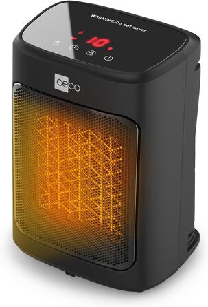 Електричний обігрівач Aeco EcoHeat Boost 58 см з пультом керування, 2000W, LED ECO-режим, таймер 24H, 4 режими, тиха керамічна панель, термостат, захист від перегріву та перекидання