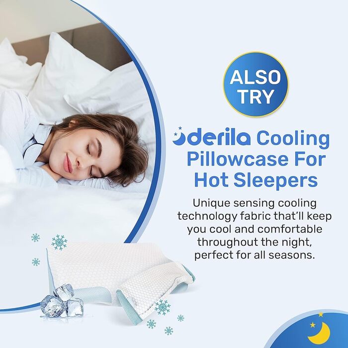 Ортопедична подушка для шиї та голови Derila з Memory Foam, оригінальна. Ергономічна підтримка шиї для тих, хто спить на боці, на спині та на животі (1 шт., King Size, 34x60 см)