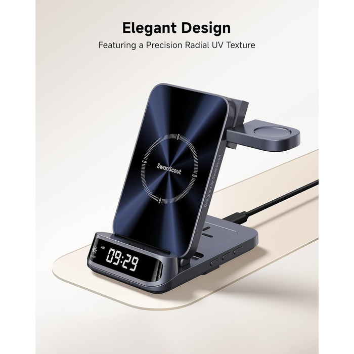 Бездротова зарядка SwanScout 708S для Samsung Galaxy S25 Ultra/S23/S22/S21 та Galaxy Watch/Buds (без адаптера)