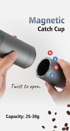 Кавомолка ручна 1Zpresso X-Ultra, чорна, з металевим корпусом, сталевий монтаж, конічні жорна, регулювання, магнітний замок