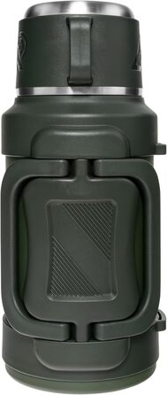 Термос Badger Outdoor Big Boy 1.3L з нержавіючої сталі з ситом для чаю | Вакуумна ізоляція, система One Touch, 24 години збереження тепла, ремінь, оливковий зелений