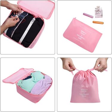 Органайзер для валізи OSDUE, набір 6 шт., Packing Cubes, водонепроникні сумки для одягу, туристичний органайзер для валізи (Рожевий)