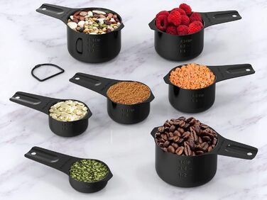 Wildone Measuring Cups and Spoons Set, Stainless Steel, Nesting, Metal Measuring Cups and Spoons for Cooking and Baking, 21-Piece, Black