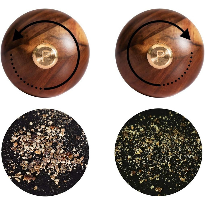 DeroTeno Salt and Pepper Grinder Set, Pepper Grinder with Stainless Steel Grinder, Salt Grinder with Ceramic Grinder, Acacia Wood, H 30 cm