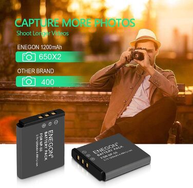 ENEGON Акумулятор Olympus/Nikon/Fujifilm (2 шт) + Зарядний пристрій Rapid Dual USB для Li-40B, Li-42B, EN-EL10, NP-45/50, INSTAX Mini 90