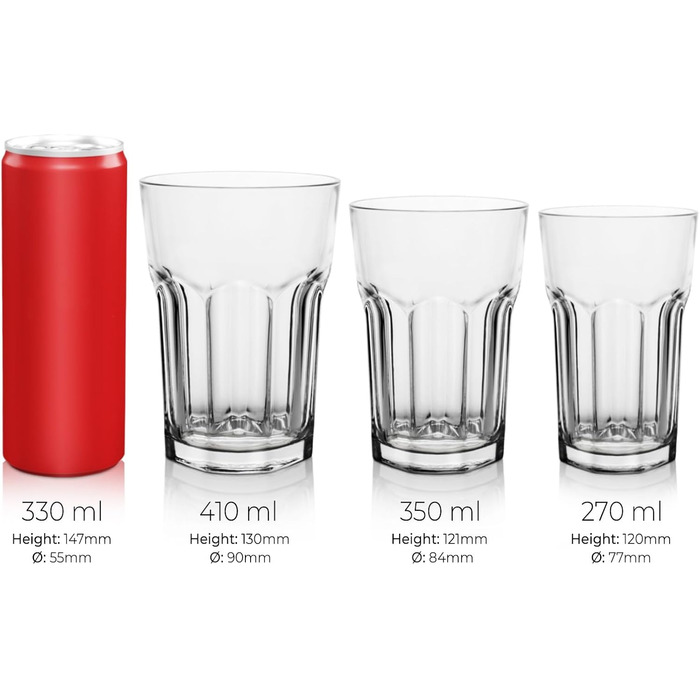 12-Piece Water Glasses Set, Drinking Glasses Set, 350ml Glasses Set Stackable - Perfect for Juice, Cocktails, Latte Macchiato, 12-Piece Glasses Set