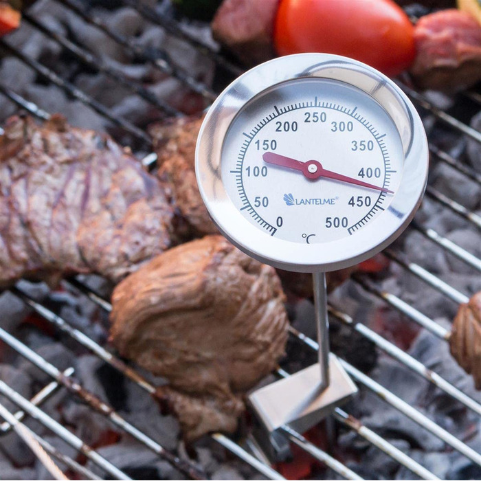 Lantelme 500°C Stainless Steel Thermometer with 30cm Probe and Brass Cone for Mounting | For Wood-Fired Oven, Pizza Oven, Oven, Back Oven, Grill, BBQ, and Smoker | Analog Oven Temperature Measurement