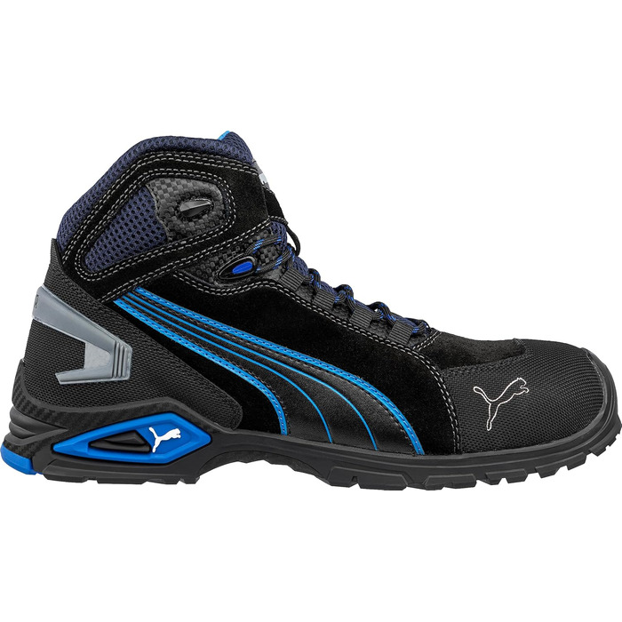 Робоче взуття PUMA Safety Rio Black Mid S3 SRC - чоловічі чорні черевики для роботи з металевим носком, антипробуксовні, 46 EU