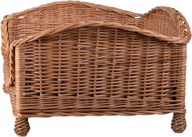 Корзина для собак і котів з ротангу з м'яким лежаком - лежак для тварин, корзина для собак, корзина для котів, собаче ліжко, котяче ліжко (64x42 H35, сірий)