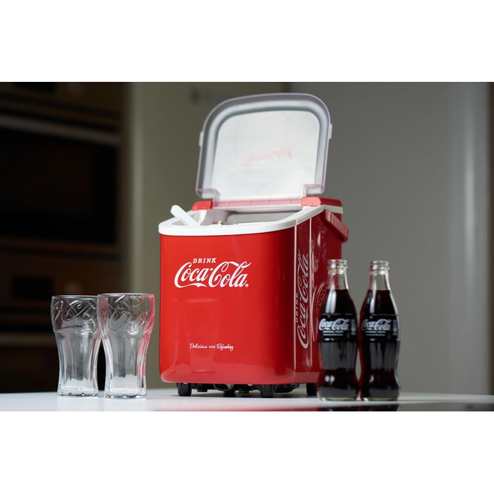 Машина для приготування льоду Salco Coca Cola – 10 кг на день, червоний колір, для коктейлів та вечірок