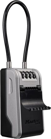 Master Lock Outdoor Key Safe Wall Mount - XL with Cable Lock - 11.9 x 8.5 x 3.6 cm