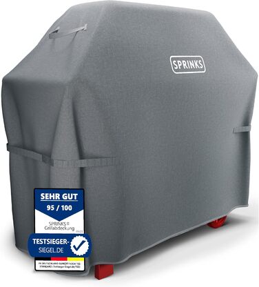 Водонепроникний чохол для гриля SPRINKS® 132x66x109 см, сірий, для Weber, Napoleon, Enders, з ручками, преміум Oxford 600D