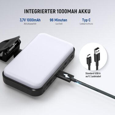 LED світло Neewer для селфі та відеозйомки на телефон/комп'ютер, 54 LED, кліпса, CRI 88, 650mAh