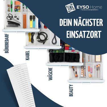 EYSO Home® Drawer Dividers, 36-Piece Set, 33x7 cm including Connectors – fits perfectly in your drawer [extend, shorten, divide] - the organization system