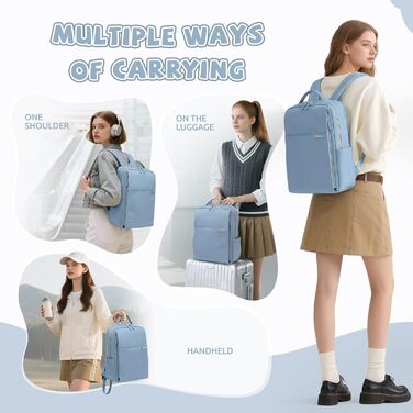 Рюкзак для ноутбука 16 дюймів, водонепроникний, для чоловіків та жінок, ідеальний для роботи, навчання, подорожей та велосипеда (Nebelblau, 16 дюймів)