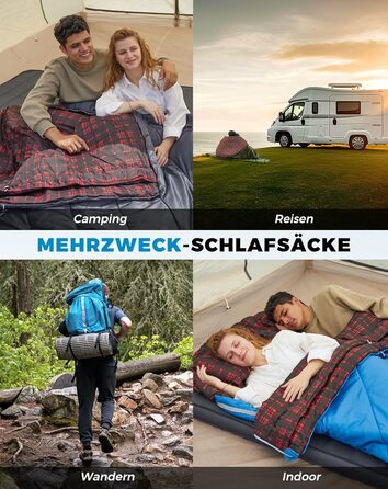 KingCamp 2-Person Winter Sleeping Bag - Warm Outdoor Sleeping Bag for Camping & Travel - 3-4 Season, Includes 2 Flannel Pillows