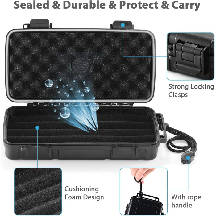 Зігеренний гумодор для подорожей - кейс з вологостійкою пластиною, водонепроникний, міцний, для 5 цигарок, портативна коробка, подарунок для чоловіків (Small)