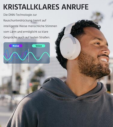 Edifier W830NB Бездротові навушники Over-Ear з ANC -45dB, 94год. акумулятор, LDAC Hi-Res звук, Spatial Audio, швидка зарядка, Bluetooth V5.4 (пісочний)