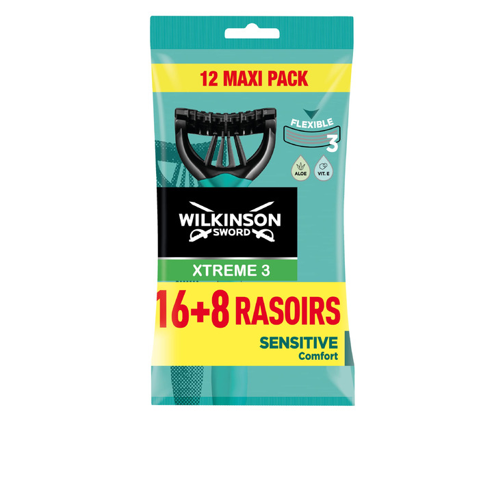 Одноразові бритви Wilkinson Xtreme 3 Pure Sensitive для чутливої шкіри, 24 шт (16 + 8)