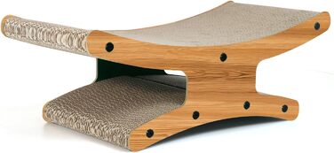 Котяче дряпальний комплекс з будиночком - XL дряпка з картону для кішок 56x26x20 см - Міцне ліжко-дряпка, місце для відпочинку з іграшкою, дерево