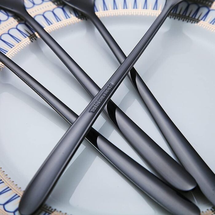 Набір ложок HOMQUEN (6 шт.) з нержавіючої сталі, чорного кольору: для кави, коктейлів, чаю та морозива