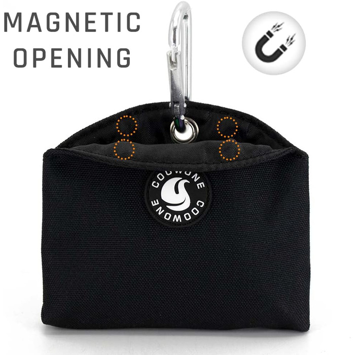 Сумка для ласощів для собак COOWONE, з магнітною застібкою, 900D Oxford, для дресирування та прогулянок, чорна