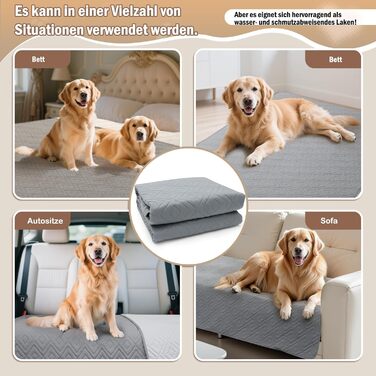 Водонепроникний килимок для собак GYURO, двосторонній, міцний, для дивану та ліжка, можна прати, для собак та котів (77*178CM, 208*208CM), сірий