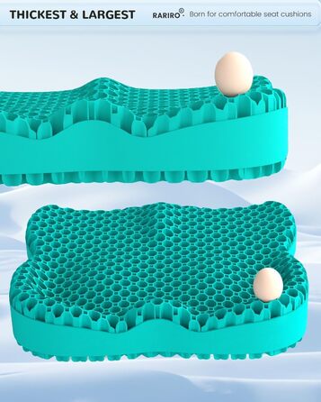 Гелеве сидіння для офісного крісла: ергономічна подушка з подвійною структурою та стільниковою поверхнею (зелена, 43x37x7 см). Для тривалого сидіння, автомобіля, каяка, інвалідного візка. Подушка для куприка та ішіасу.