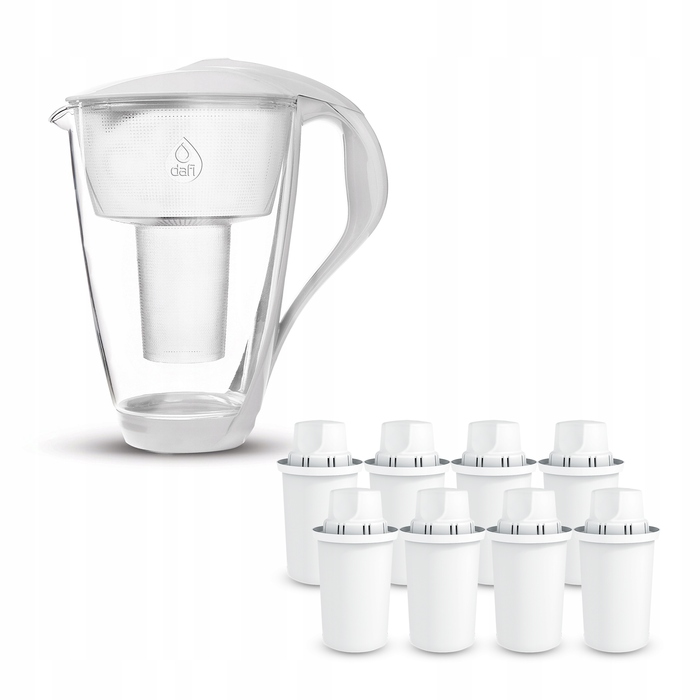 Скляний фільтр-кувшин Dafi CRYSTAL LED білий + 8 змінних картриджів Classic