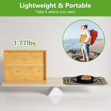 Столик-поднос Youpehom з бамбука, розкладні ніжки, для сніданку в ліжку, кухні, софи, лаптопу, 2 шт, білий