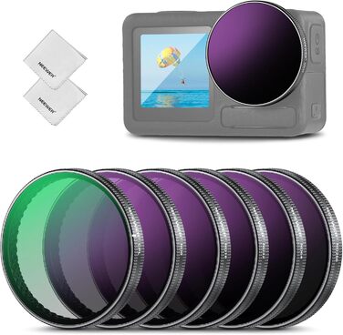 Набір фільтрів ND NEEWER для DJI Osmo Action 5 Pro/4/3 (6 шт.): ND8, ND16, ND32, ND64, ND256, CPL. Фільтри з HD оптичного скла, з мікрофіброю. Аксесуари для екшн-камери