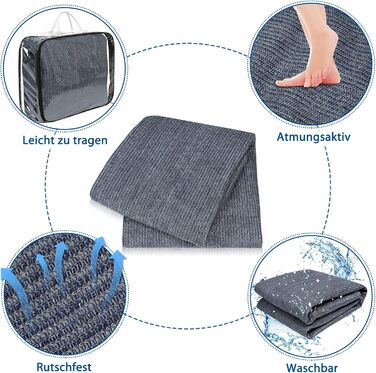 Килимок для кемпінгу ACXIN 5,0×4,0 м з HDPE, зовнішній килим для намету та автодому, з алюмінієвими люверсами і сумкою, сірий/синій
