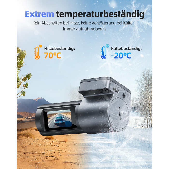 CIEVIE Автомобільна відеореєстратор 4K з GPS, WiFi, Dual, IPS 1.5″, 64GB SD, 170° та G-Sensor, WDR, Нічне бачення, Loop-запис, підтримка до 256GB