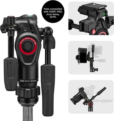 Штатив Manfrotto Befree Advanced 3-Way з тріножкою та рідинною головкою для камер та відеокамер до 6 кг, алюміній, фотоаксесуари для DSLR, CSC, Mirrorless, фото та відео