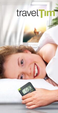 Humantechnik Travel Alarm Clock, Vibrating Alarm Clock for the Hard of Hearing. In green & magenta