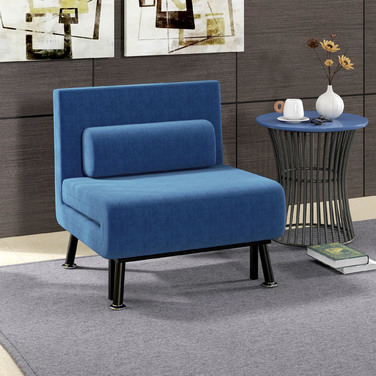 HOMCOM Sleeper Chair, Folding Bed with Bed Function, Back Cushion, Folding Recliner Chair with Linen Look, Adjustable Backrest, 75 x 70 x 75 cm, Dark Blue | Aosom