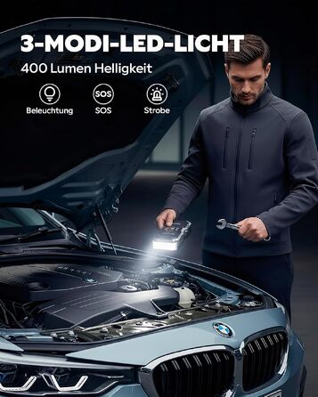 Пусковий пристрій (бустер) для авто Starthilfe 6000A 26800mAh з компресором 150 PSI, Powerbank для бензинових та дизельних двигунів, LED-ліхтарем