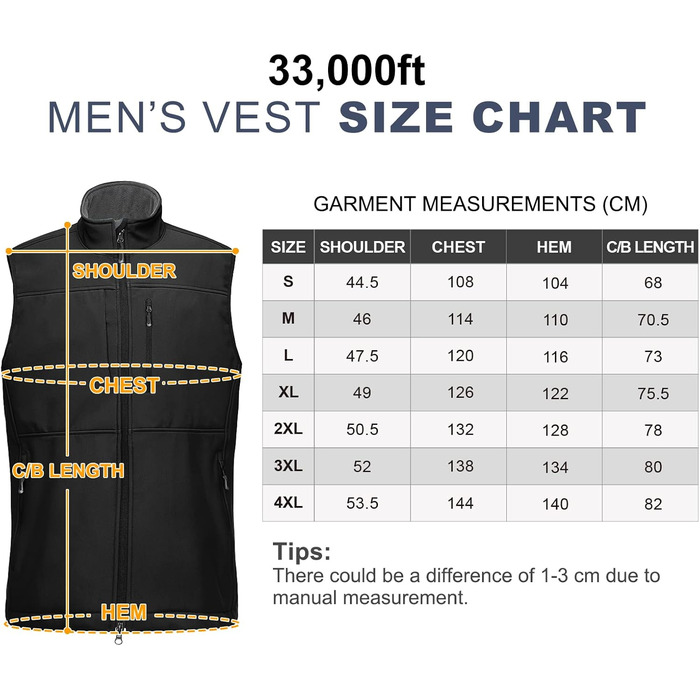 Чоловіча безрукавна куртка-софтшелл 33,000ft, чорна. Водонепроникна, з флісовою підкладкою.