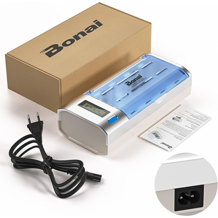 Інтелектуальний зарядний пристрій BONAI для акумуляторів AA/AAA/SC/C/D NI-MH з LCD дисплеєм та функцією розряду, AC