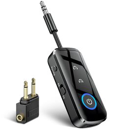 Bluetooth адаптер-ресивер 2-в-1 SONRU (передавач та приймач) з роз'ємом 3.5 мм Jack, для літака та автомобіля, чорний