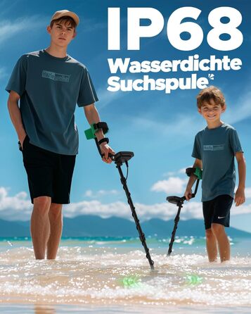 Металошукач для дорослих та дітей: професійний, водонепроникний, з котушкою 10” та лопатою. Ідеальний для пошуку золота на пляжі.