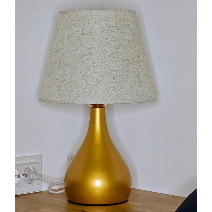 Сенсорна настільна нічна лампа з абажуром, LED, золотиста