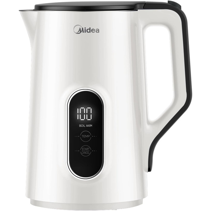 Midea 1.7L Electric Kettle - BPA Free, Fast Boil, LED Display, 360° Base, Dry Boil Protection